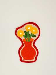 Hand Tufted Floral Wall Hanging Punch Needle Vase Decor - thumbnail 1