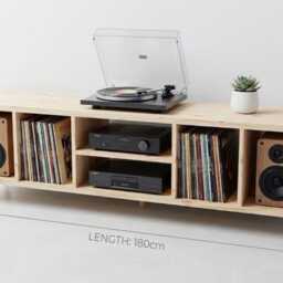 Record Console - Tv Stand Turntable & Vinyl Storage - thumbnail 4