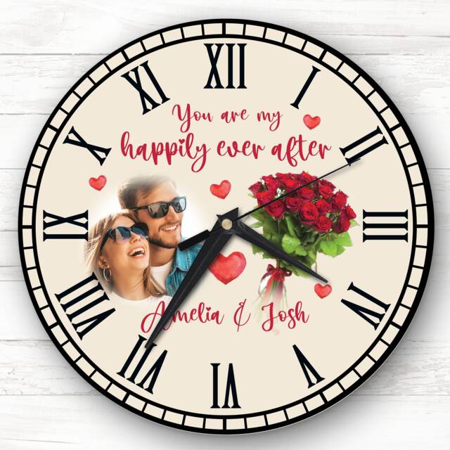 Happy Photo Valentine's Day Gift Anniversary Neutral Personalised Clock - image 1