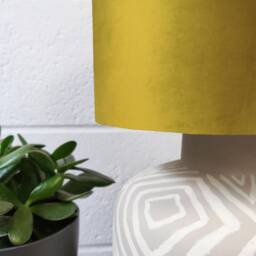 Mustard Yellow Lampshade in Velvet With Silver Lining, Large Plain Ceiling Lightshade - thumbnail 2