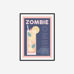 Zombie Cocktail Recipe Print - Bar Prints, Retro Print, Gifts, Cart, Eclectic Decor - thumbnail 3