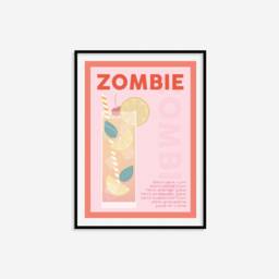 Zombie Cocktail Recipe Print - Bar Prints, Retro Print, Gifts, Cart, Eclectic Decor - thumbnail 2