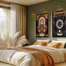 Set Of 2 Sun & Moon Tarot Posters, Astrology Art, Celestial Wall Boho Decor, Mystical Print, Spiritual Decor - thumbnail 2