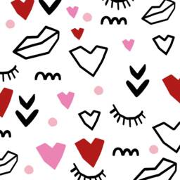 Fun Kids Wall Stickers - Hearts Lips Eyelashes Decals, Room Art, Nursery Stickers, Kids Bedroom Decor - thumbnail 3