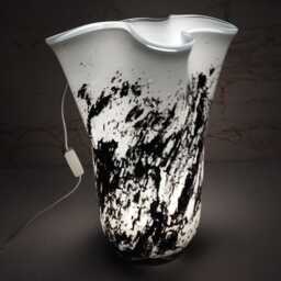 Handcrafted Black & White Glass Vase Lamp Ambient Home Decor - thumbnail 1