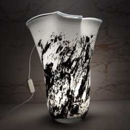 Handcrafted Black & White Glass Vase Lamp Ambient Home Decor - thumbnail 2