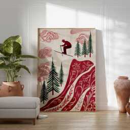 Freestyle Skiing Print, Winter Sports Poster, Ski Jump Mountain Decor, Alpine Adventure Artwork, Wall Art - thumbnail 2