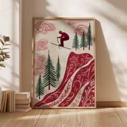 Freestyle Skiing Print, Winter Sports Poster, Ski Jump Mountain Decor, Alpine Adventure Artwork, Wall Art - thumbnail 3