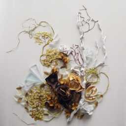 Framed Floral Collage Wall Art Silk, Natural Materials & Borowski Glass - thumbnail 3