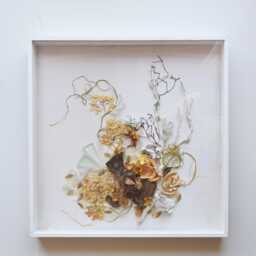 Framed Floral Collage Wall Art Silk, Natural Materials & Borowski Glass