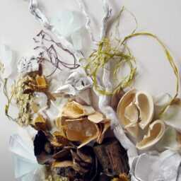 Framed Floral Collage Wall Art Silk, Natural Materials & Borowski Glass - thumbnail 2