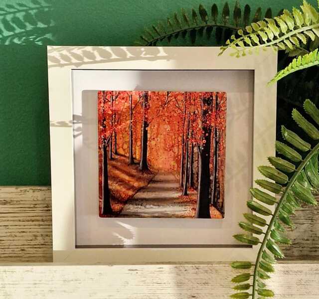 Ceramic Autumn Trees Wall Art Mini Framed Home Decor - image 1