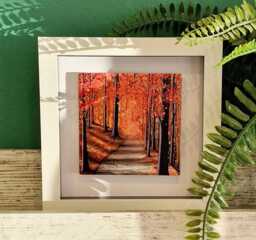 Ceramic Autumn Trees Wall Art Mini Framed Home Decor - thumbnail 1
