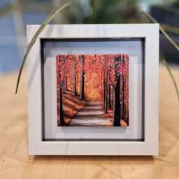 Ceramic Autumn Trees Wall Art Mini Framed Home Decor - thumbnail 4