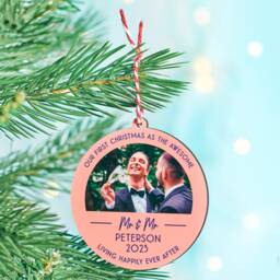 Personalised First Christmas Wedding Photo Bauble