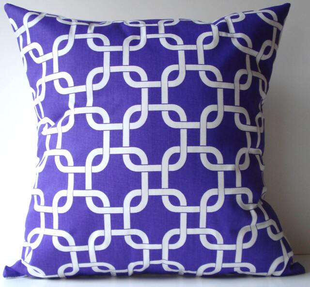 New 18x18 Inch Designer Handmade Pillow Case in Purple & White