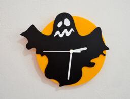 Halloween Spooky Ghost - Black & Yellow Silhouette Wall Clock
