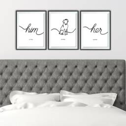 Typography Hand Drawn Dog Print, Bespoke Triple Artwork, Custom Pet Gift, Unique Wall Decor - thumbnail 2