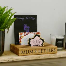 Personalised Oak Letter Stand - Solid Organiser Holder Gifts Rack