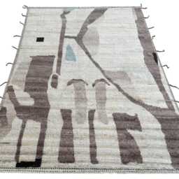 Hand-Knotted Moroccan Beni Ourain Rug, 100% Natural Wool, Modern Berber Carpet For Living Room - thumbnail 2