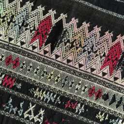 Vintage Hmong Hemp Pillow Handwoven Tribal Textile, Navy Batik - thumbnail 3