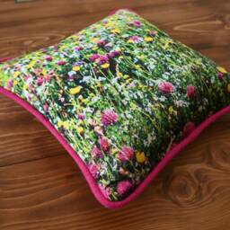 Wildflower & Harris Tweed Cushion // Handmade Machair On The Isle Of Pink - thumbnail 2