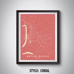 Baton Rouge Map Poster Louisiana Travel Wall Art - 1940S Style - thumbnail 3