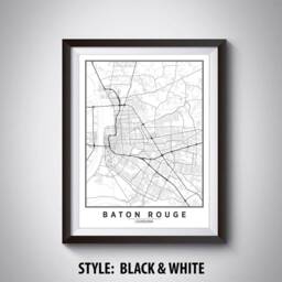 Baton Rouge Map Poster Louisiana Travel Wall Art - 1940S Style - thumbnail 2
