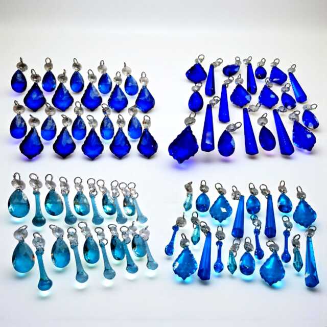 Choice Of 4 Sets 20 Piece Teal Blue Aqua Chandelier Drops Glass Crystals Droplets Vintage Christmas Tree Wedding Decorations Light Prisms - image 1