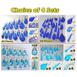 Choice Of 4 Sets 20 Piece Teal Blue Aqua Chandelier Drops Glass Crystals Droplets Vintage Christmas Tree Wedding Decorations Light Prisms - thumbnail 2