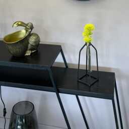 Black Metal Stem Vase With Glass Test Tube, Minimalist Home Decor - thumbnail 3