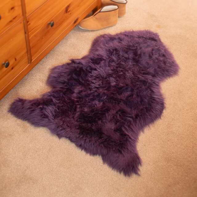 Eco Tanned Sheepskin Rug, Silky Soft Bright Purple Hide - image 1