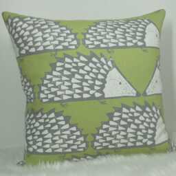 Scion Spike Hedgehog Cushion Cover Kiwi Green & Grey - Designer Playful Animal Print Handmade Throw Pillow Nursery Decor - thumbnail 2