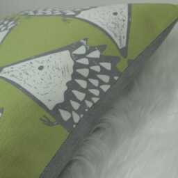 Scion Spike Hedgehog Cushion Cover Kiwi Green & Grey - Designer Playful Animal Print Handmade Throw Pillow Nursery Decor - thumbnail 3