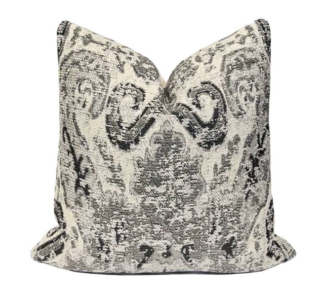 Gray Damask Pillow Cover Woven Textured Crypton Home Throw - image 1