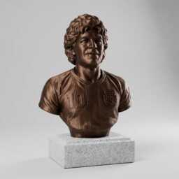 Diego Maradona Bust - 20cm Bronze Effect Sculpture On White Stone Base - thumbnail 1