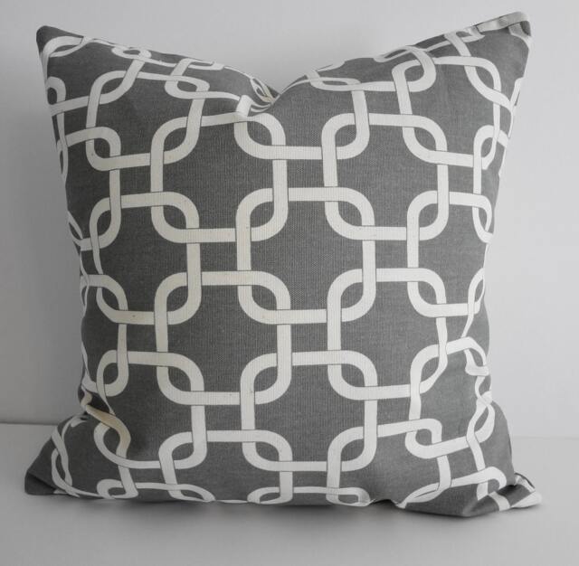 Grey Trellis Pillow Cover Geometric Lattice Design, 16x16 Cushion - image 1