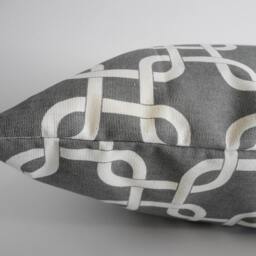 Grey Trellis Pillow Cover Geometric Lattice Design, 16x16 Cushion - thumbnail 2