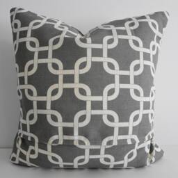 Grey Trellis Pillow Cover Geometric Lattice Design, 16x16 Cushion - thumbnail 3