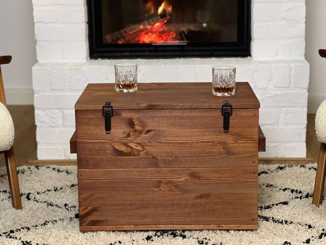 Coffee Table Chest Wooden Box Vintage Shabby Chic - image 1
