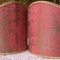 Pair Of Clip-On Shield Shades Raspberry Pink & Gold Rubelli Venier Jacquard Fabric Mini Lampshade - Made in Italy - thumbnail 3