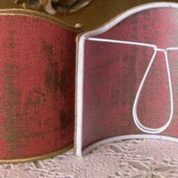 Pair Of Clip-On Shield Shades Raspberry Pink & Gold Rubelli Venier Jacquard Fabric Mini Lampshade - Made in Italy - thumbnail 2