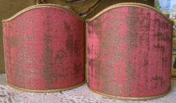 Pair Of Clip-On Shield Shades Raspberry Pink & Gold Rubelli Venier Jacquard Fabric Mini Lampshade - Made in Italy - thumbnail 1