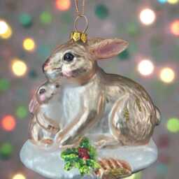 Glass Christmas Rabbit Woodland Animal Bauble Tree Hanging Decoration/Christmas/Seasonal/ Glass Item - thumbnail 2