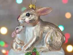 Glass Christmas Rabbit Woodland Animal Bauble Tree Hanging Decoration/Christmas/Seasonal/ Glass Item