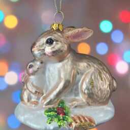 Glass Christmas Rabbit Woodland Animal Bauble Tree Hanging Decoration/Christmas/Seasonal/ Glass Item - thumbnail 3