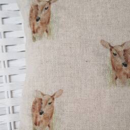 Deer Small Cushion, Linen Look Fawn Pillow, On Both Sides, With Polyester Pad - thumbnail 3