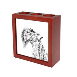 Kerry Blue Terrier - Wooden Stand For Candles/Pens With The Image Of A Dog New Collection