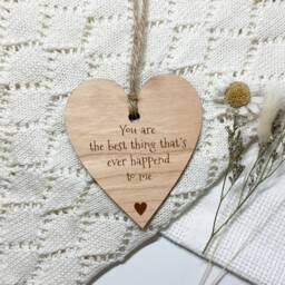 Handmade House Sign, Engraved Wall Hanging Plaque, Anniversary Boyfriend Gift For Him, Wedding Couple Mr & Mrs, I Love You - thumbnail 2