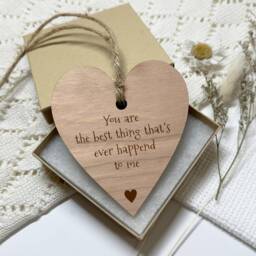 Handmade House Sign, Engraved Wall Hanging Plaque, Anniversary Boyfriend Gift For Him, Wedding Couple Mr & Mrs, I Love You - thumbnail 1